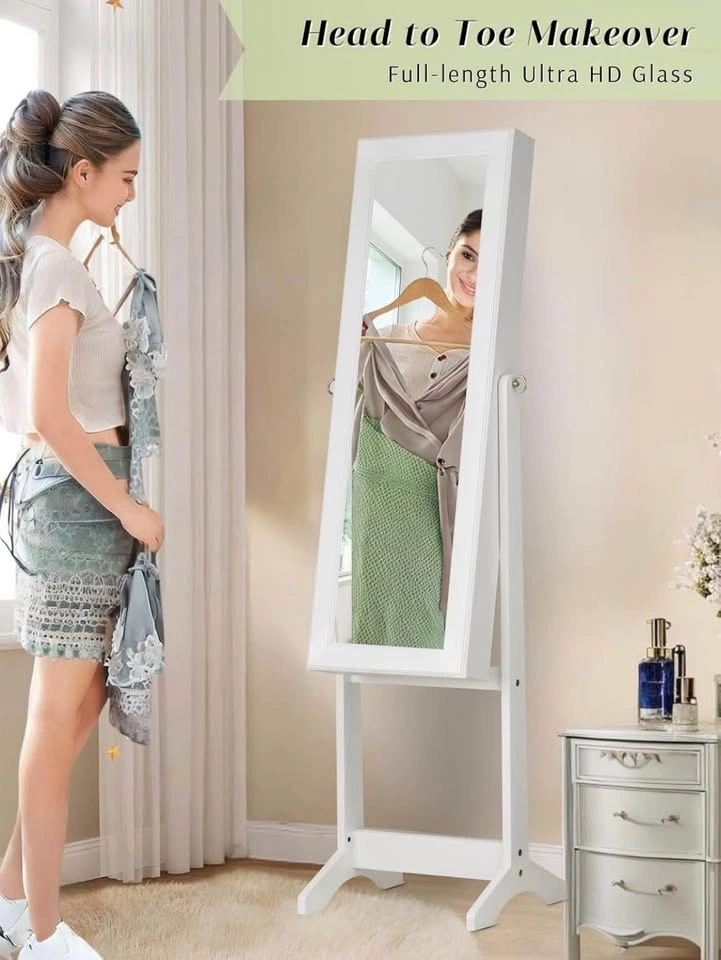 Standing Jewelry Cabinet, wooden white color - photo 4