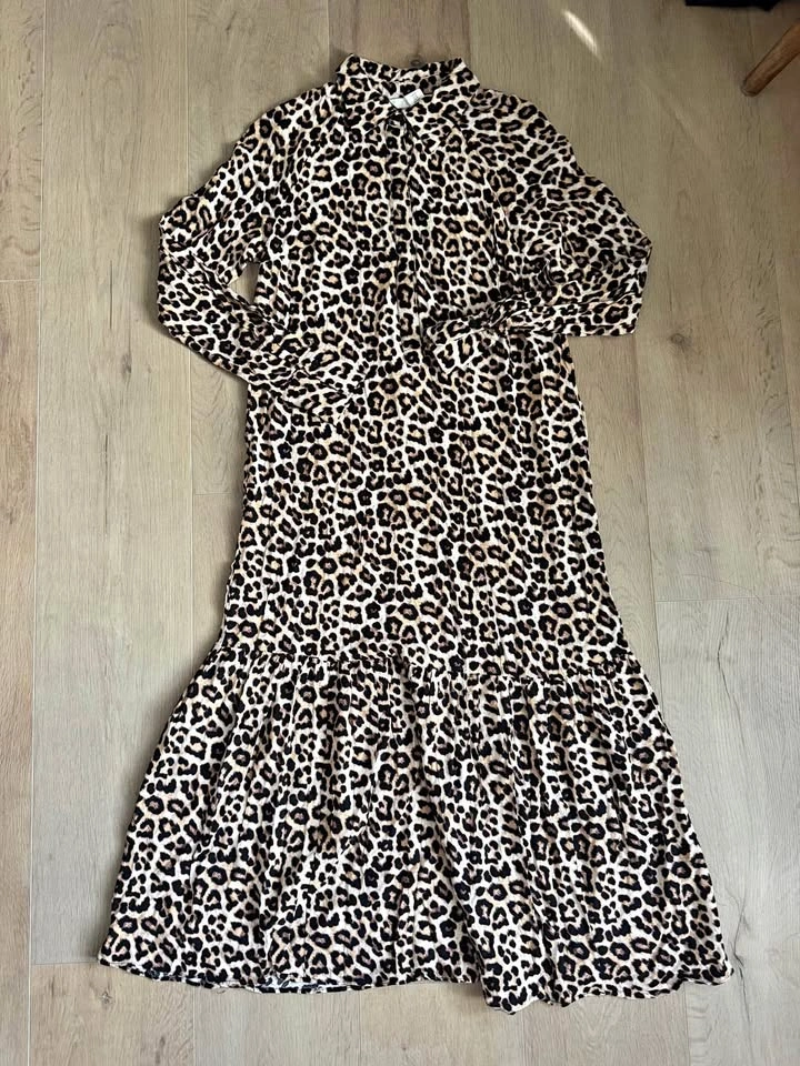 H&M Leopard Print Maxi Shirt Dress