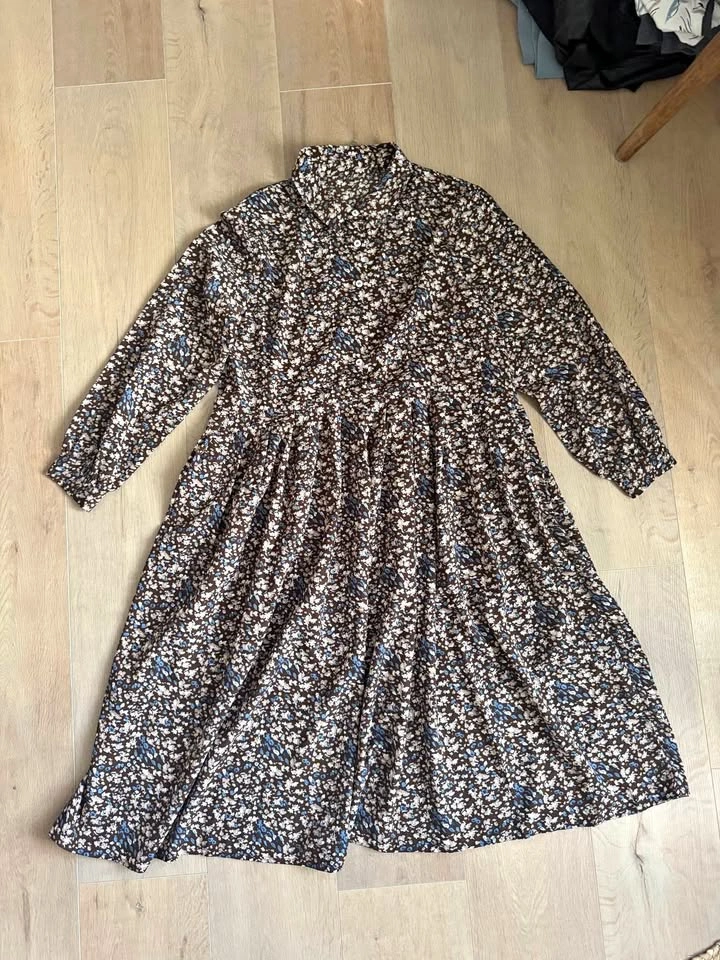 Floral Long Sleeve Button Down Midi Dress