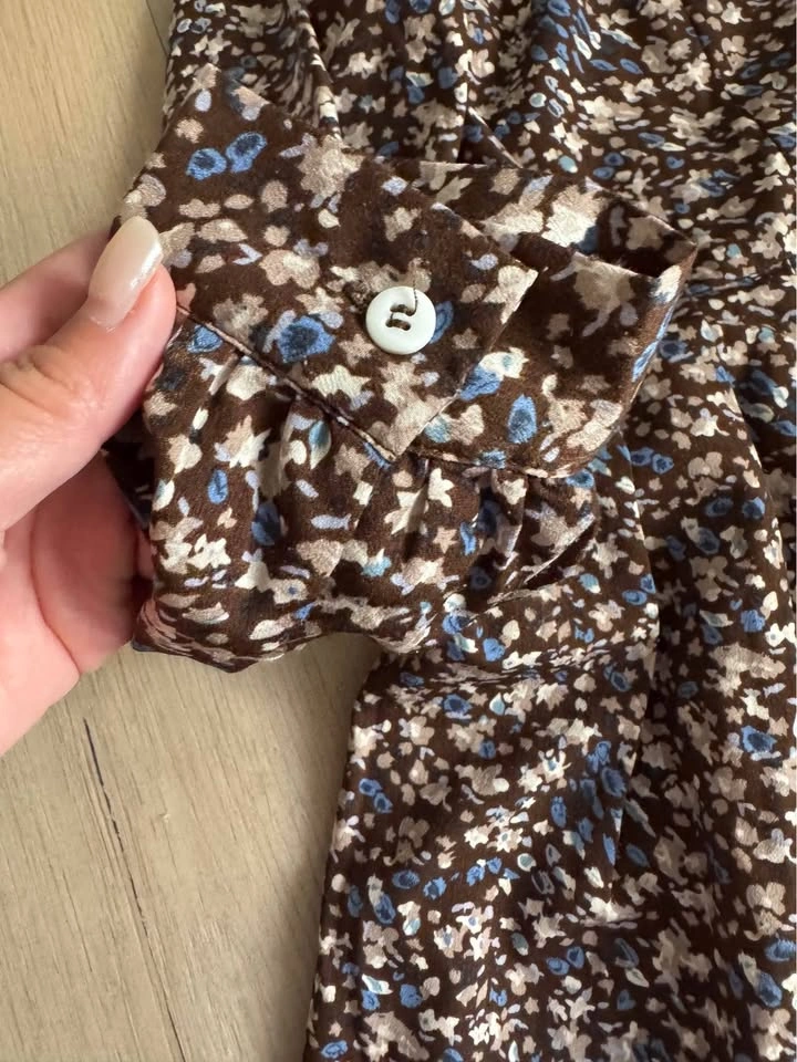 Floral Long Sleeve Button Down Midi Dress - photo 4