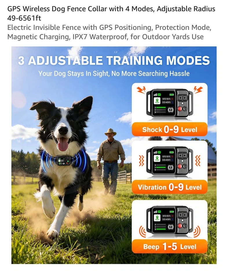 ZF500 GPS Wireless Dog Fence Collar | 49–6,561 ft | 4 Modes - photo 5