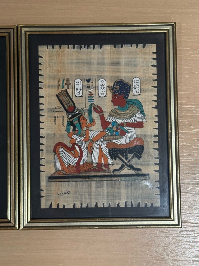Egyptian Papyrus Paintings Pair - photo 2