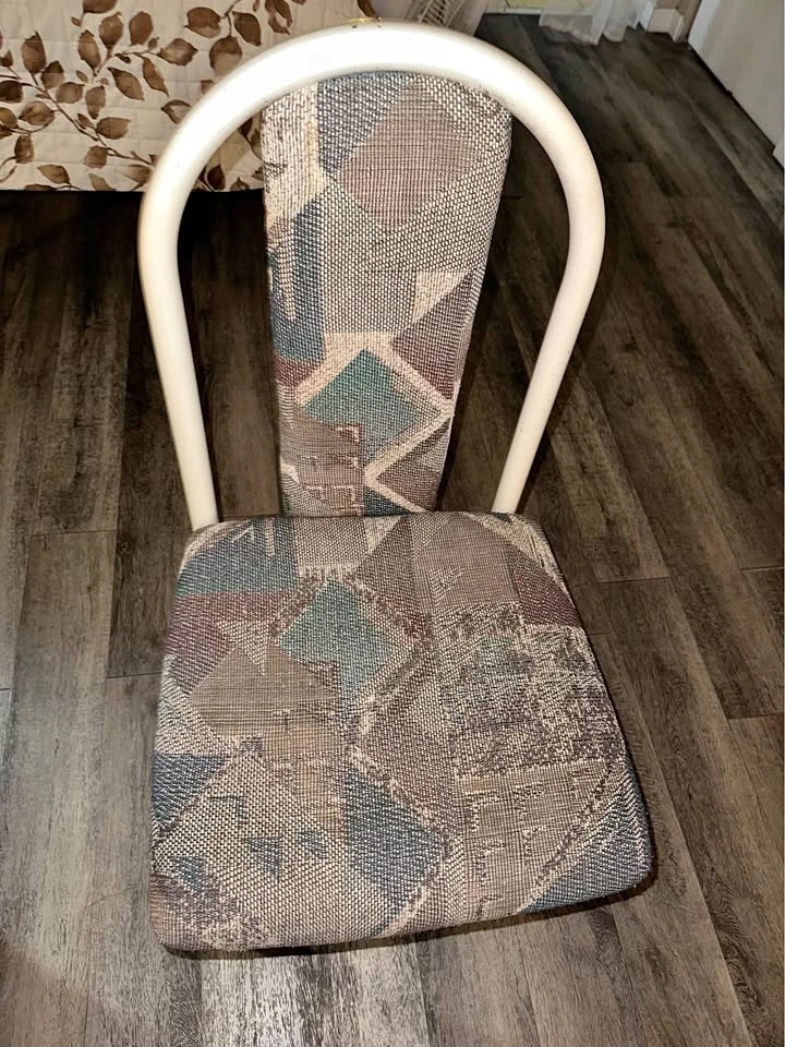 Vintage Metal & Fabric Dining/Accent Chair