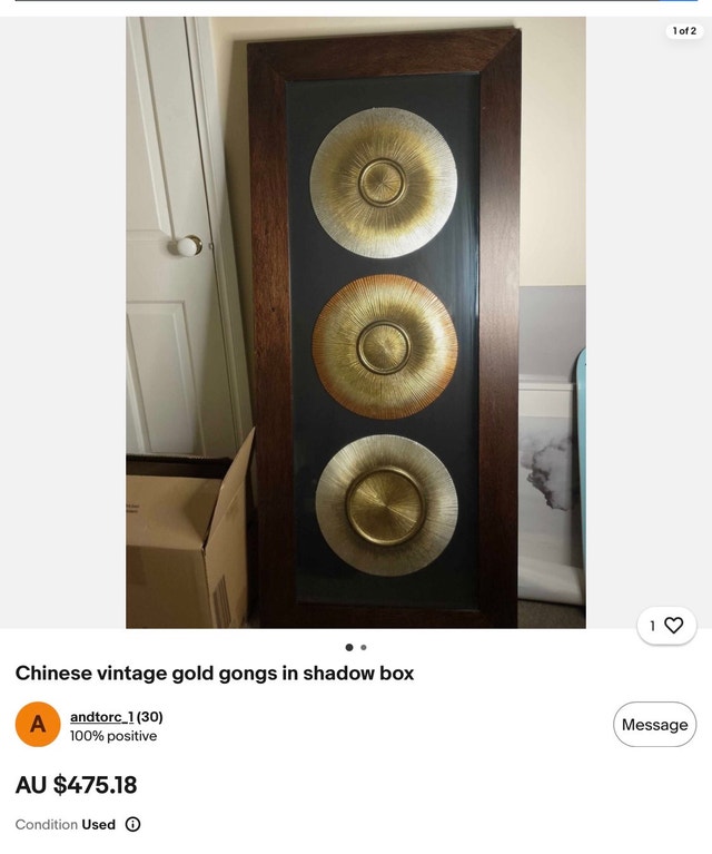 Chinese Gongs in Shadow Box - photo 4