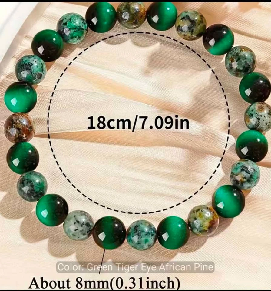 BNWT 8MM Handmade Natural Stone Bracelet - Wealth Bracelet - photo 2