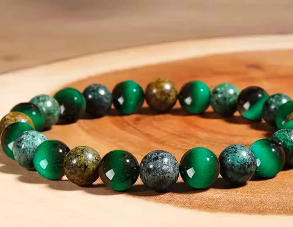 BNWT 8MM Handmade Natural Stone Bracelet - Wealth Bracelet - photo 4