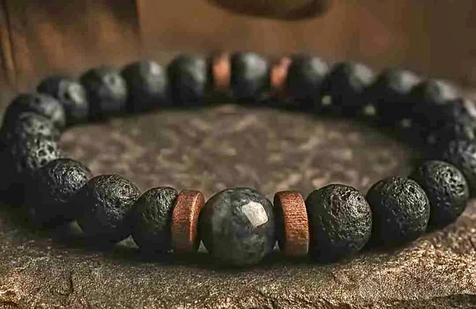 Men's Retro Natural Stone Bracelet with Essential Oil Beads