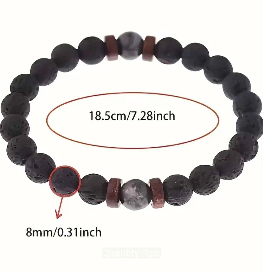 Men's Retro Natural Stone Bracelet with Essential Oil Beads - photo 3