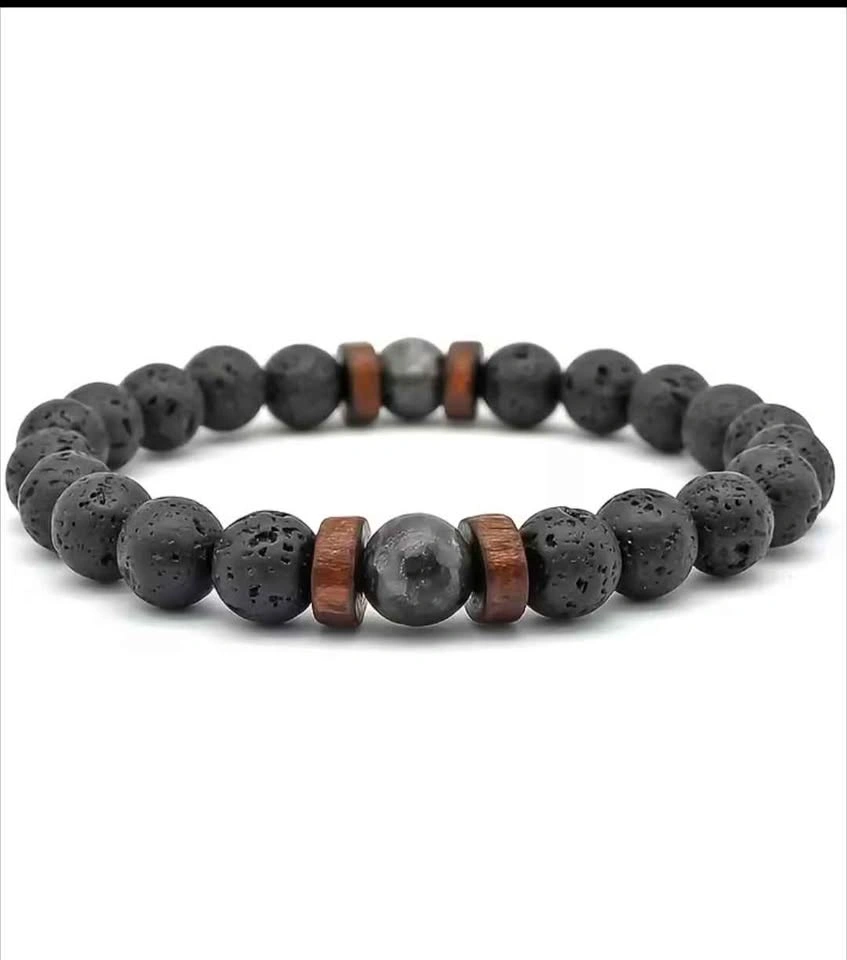 Men's Retro Natural Stone Bracelet with Essential Oil Beads - photo 4