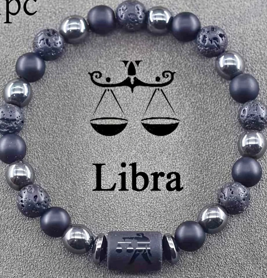 Libra Zodiac Sign Natural Stone Beaded Bracelet
