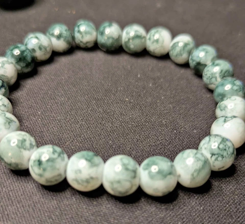Moss Agate Beaded Bracelet