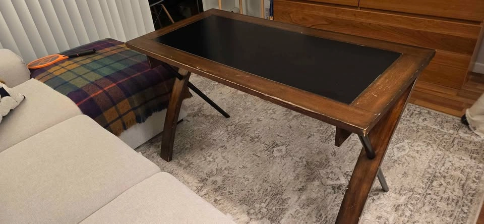 Wood Trestle Desk with Black Inset Top - photo 2