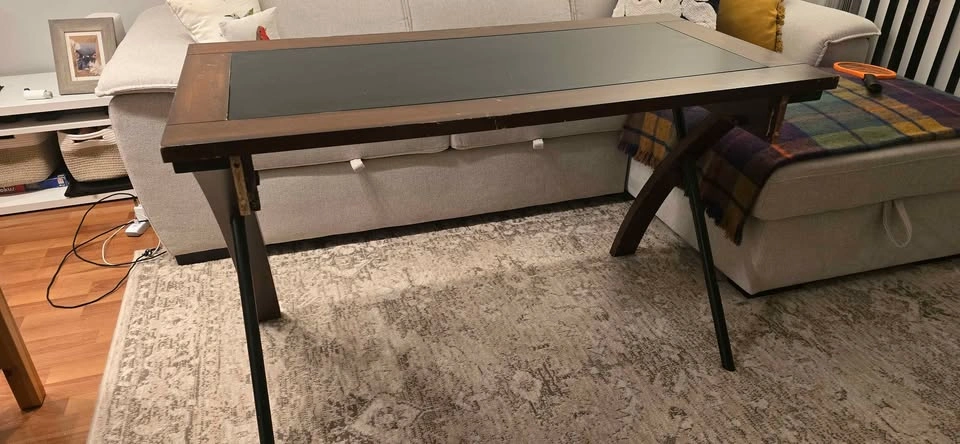 Wood Trestle Desk with Black Inset Top - photo 3