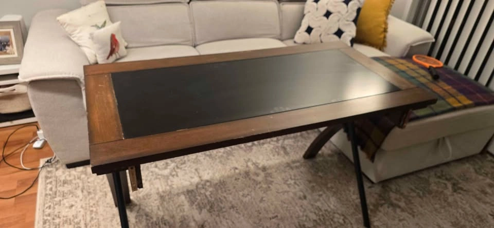 Wood Trestle Desk with Black Inset Top - photo 4
