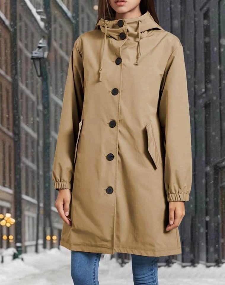 Hooded Long Rain Jacket Women Size -L New - photo 3