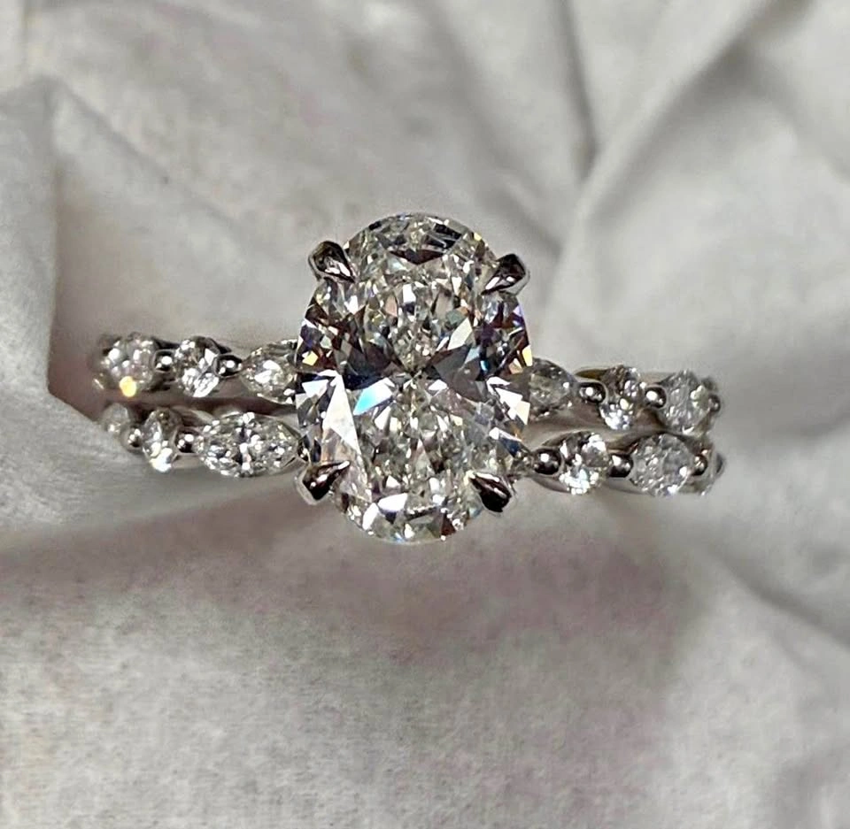 14k 2.6ct lab diamond IGI certified ring with 0.6ct band