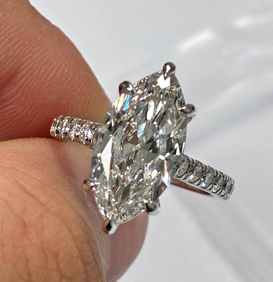 14k 4.83ct Marquise lab diamond ring size 6.5