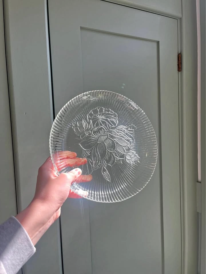 Vintage Textured Arcoroc Floral Glass Plates