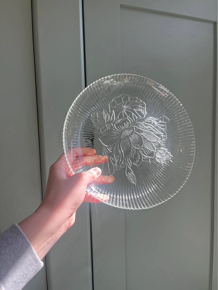 Vintage Textured Arcoroc Floral Glass Plates - photo 2