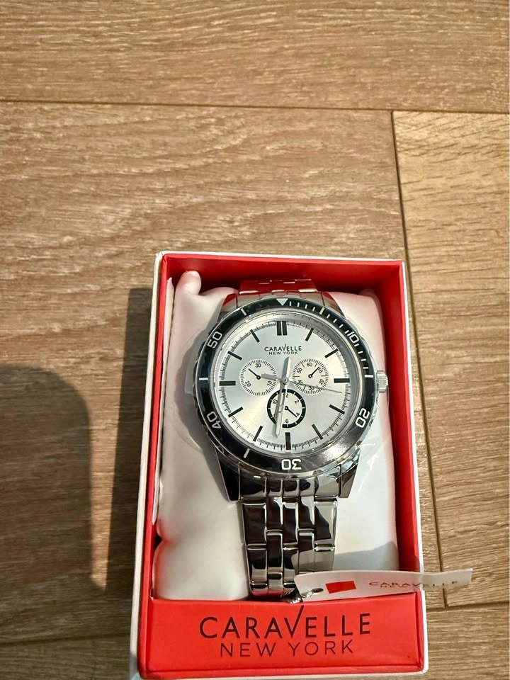 Caravelle New York Chronograph Watch – Stainless Steel – New in