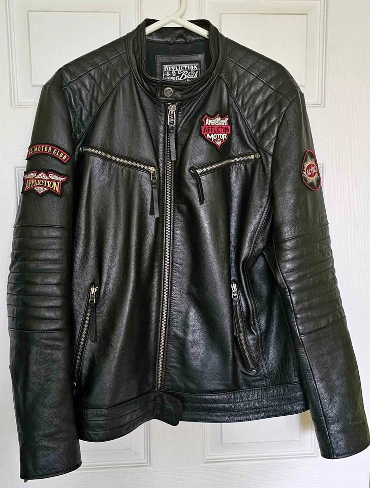 Affliction Black Premium Full Measure Leather Jacket - Size XL