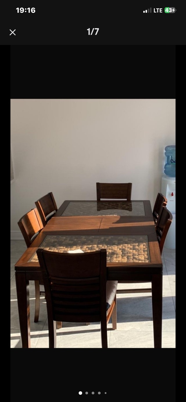 Wooden Dining Table with Six Chairs