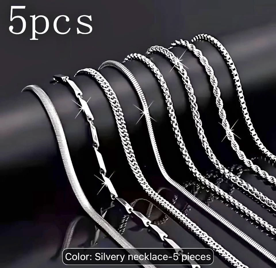 5-Piece Silver-Tone Chain Necklace Set