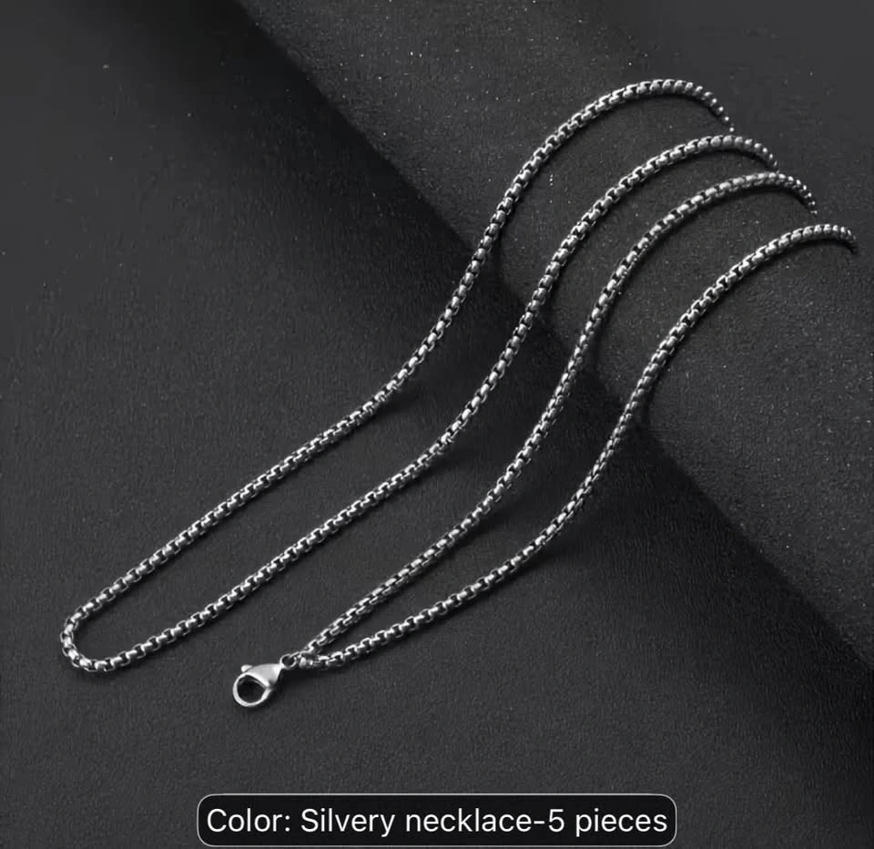 5-Piece Silver-Tone Chain Necklace Set - photo 3