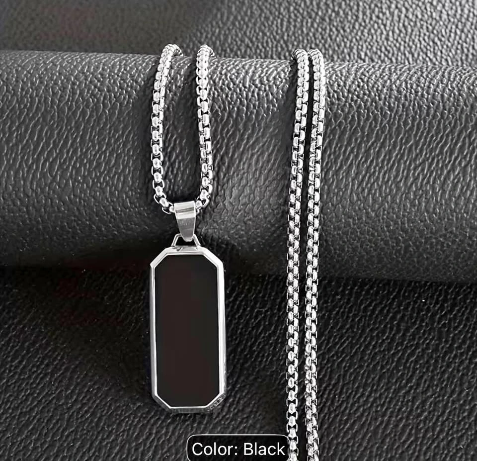 Black Stainless Steel Dog Tag Necklace