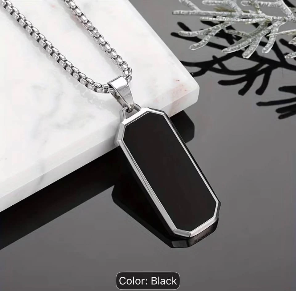 Black Stainless Steel Dog Tag Necklace - photo 2