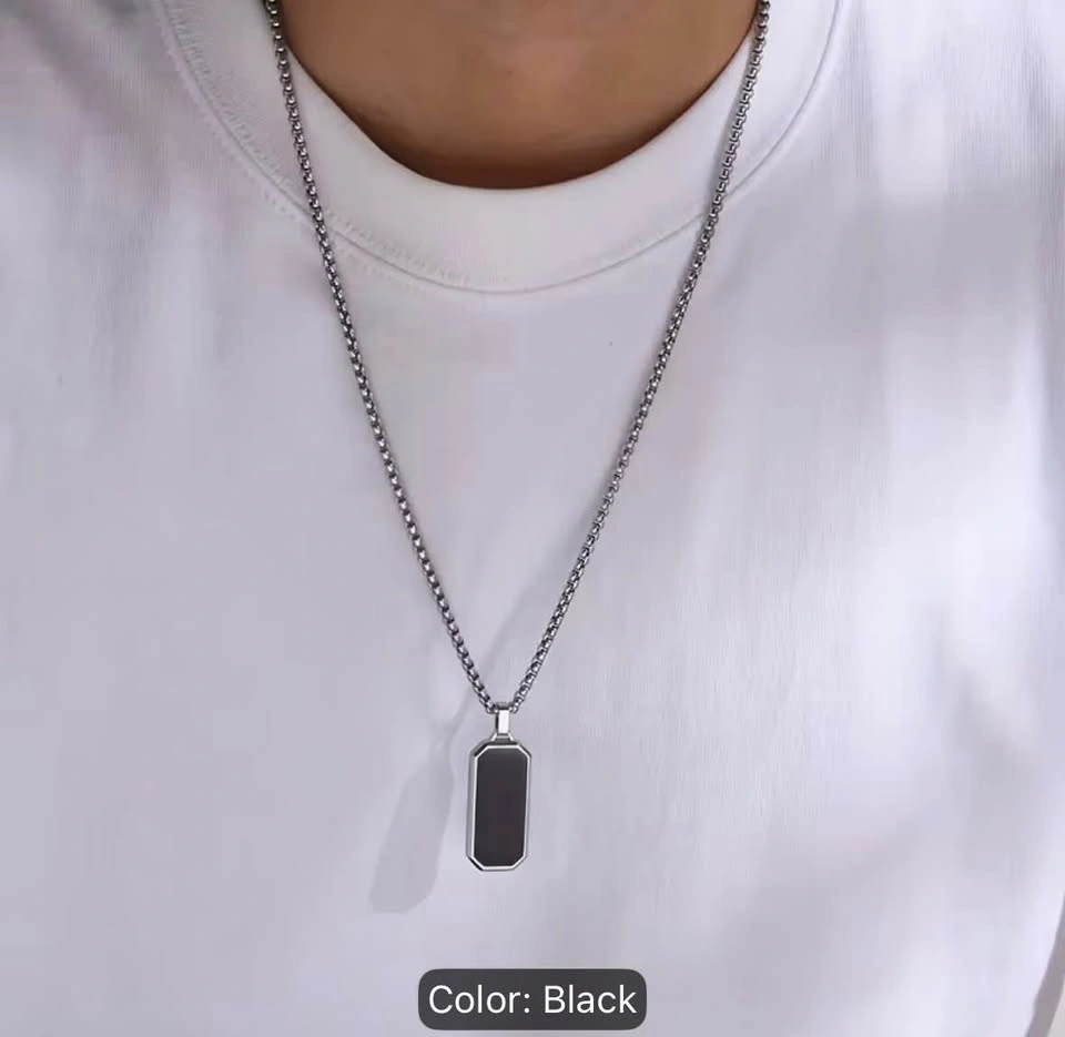 Black Stainless Steel Dog Tag Necklace - photo 4