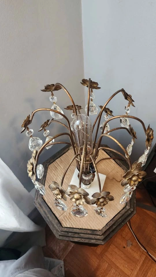 Vintage Waterfall Real Crystal Table Lamp - photo 4