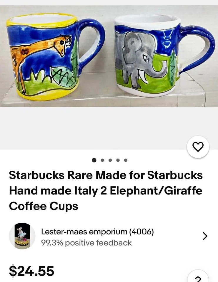 Starbucks Rare Hand Painted Cups 8oz From Italy thumbnail
