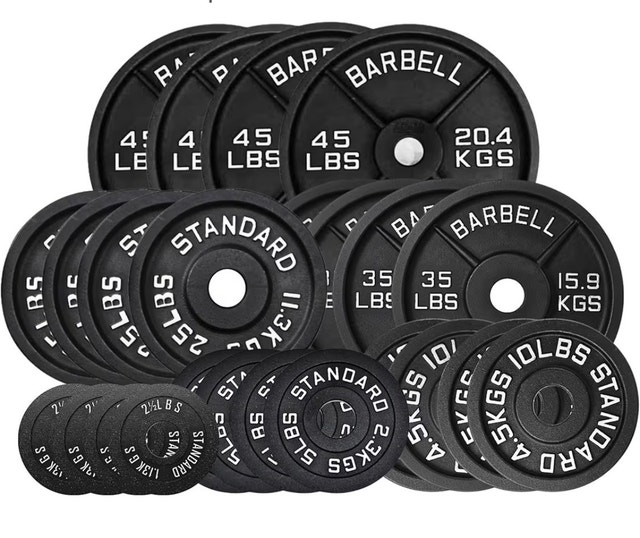 Cast Iron Olympic Weight Plate Set + Olympic Bar