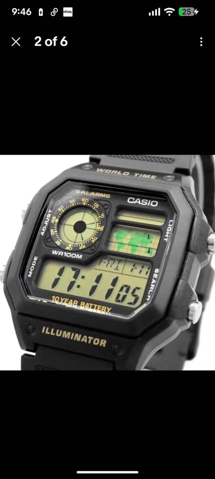 BNIB CASIO AE1200WH-1BV World Time Digital Watch - photo 3