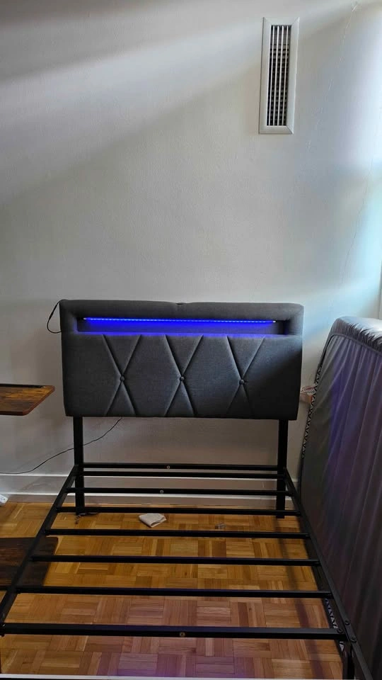 Twin Metal Bed Frame with LED Headboard and Power Outlets - photo 2