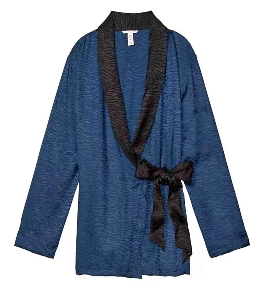 Victoria's Secret Satin Sleepwear Robe Kimono - Blue - XS/S
