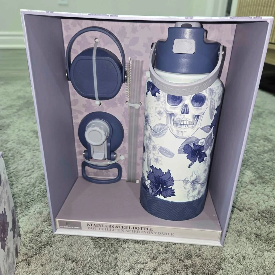Hydraflow 32oz Water Bottle - Skull Floral Design (NEW in Box) - photo 2