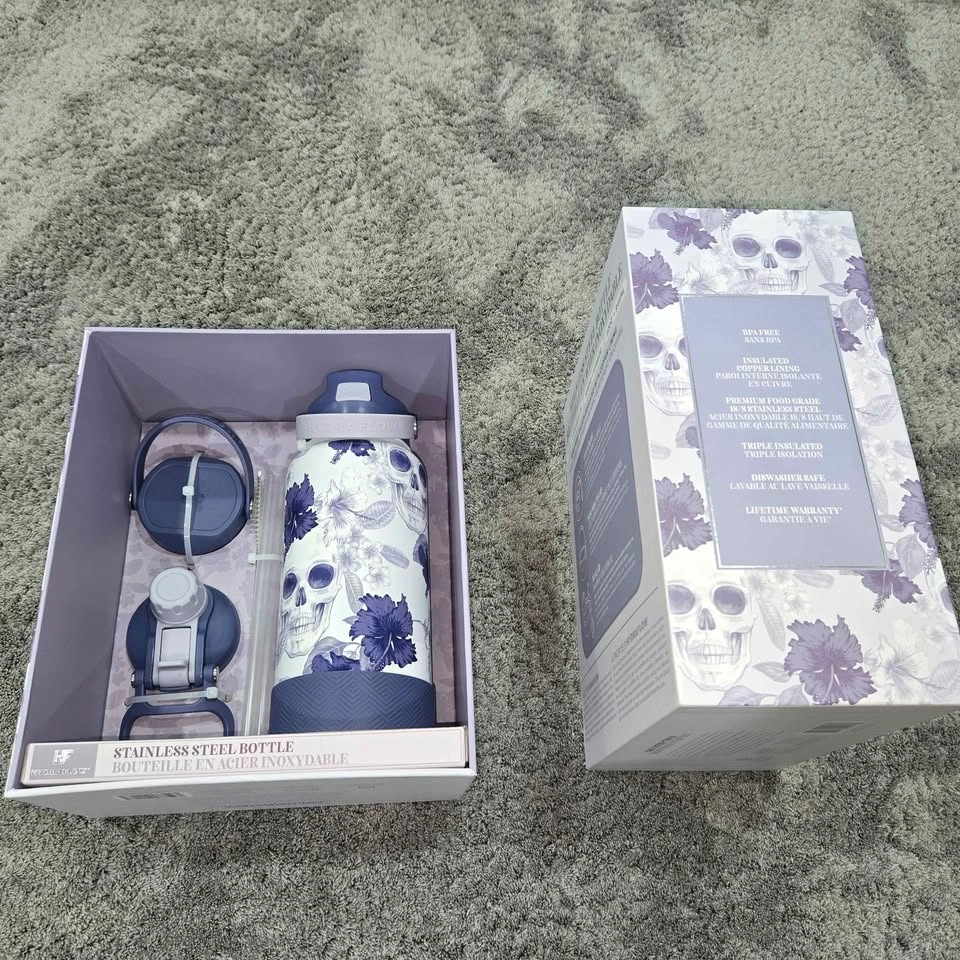 Hydraflow 32oz Water Bottle - Skull Floral Design (NEW in Box) - photo 3