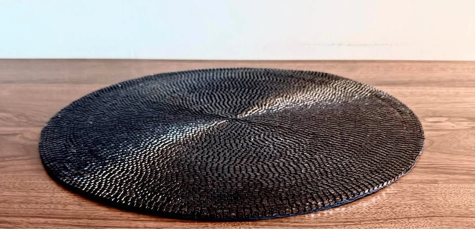 Black Glass Beaded Round Placemat Accent Charger