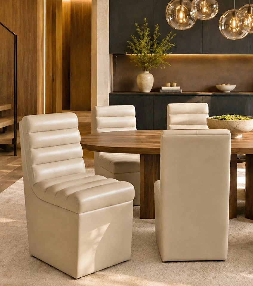 Aiden & Ivy top-grain leather dining chairs (4)- Brand new in bo