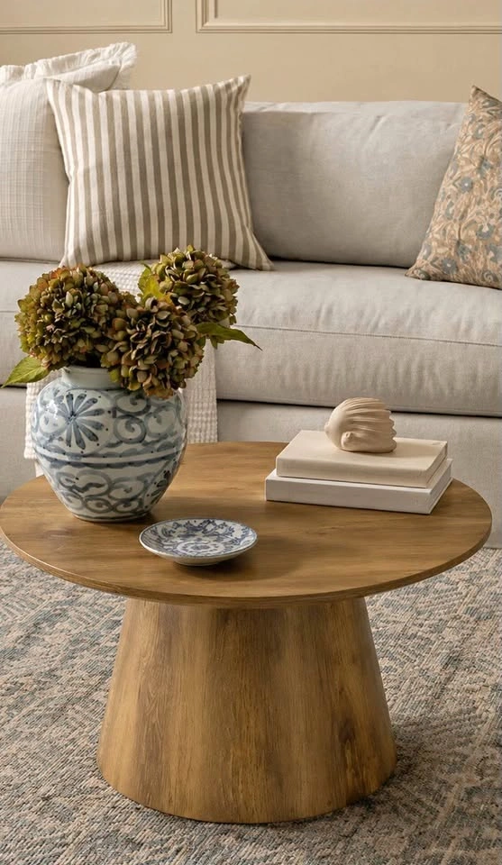 Round coffee table / wood coffee table - Brand new in box