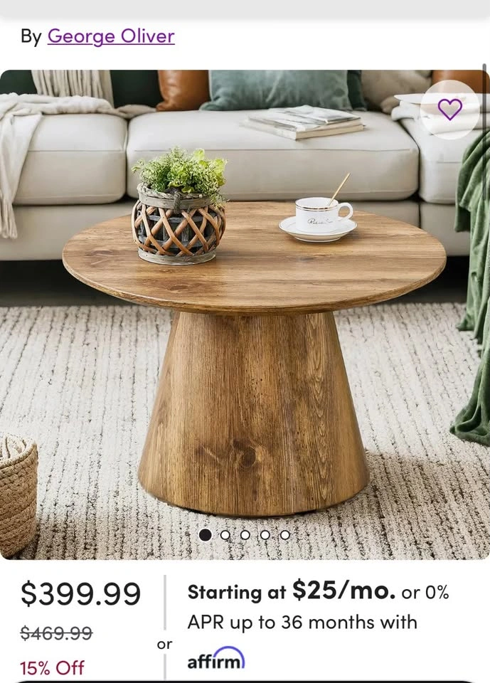 Round coffee table / wood coffee table - Brand new in box - photo 5