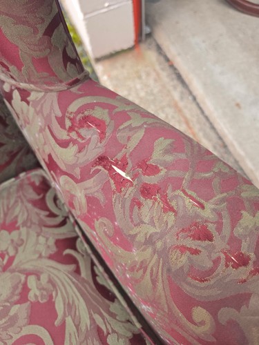 Vintage Red/Beige Damask Wingback Accent Chair - photo 3