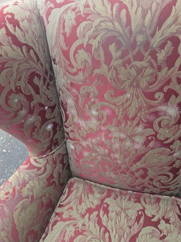 Vintage Red/Beige Damask Wingback Accent Chair - photo 4