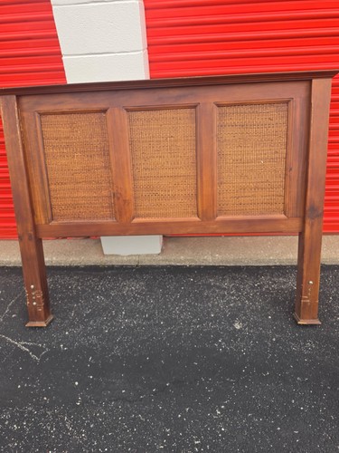 Pier One Wood Headboard with Woven Cane Panel Insert