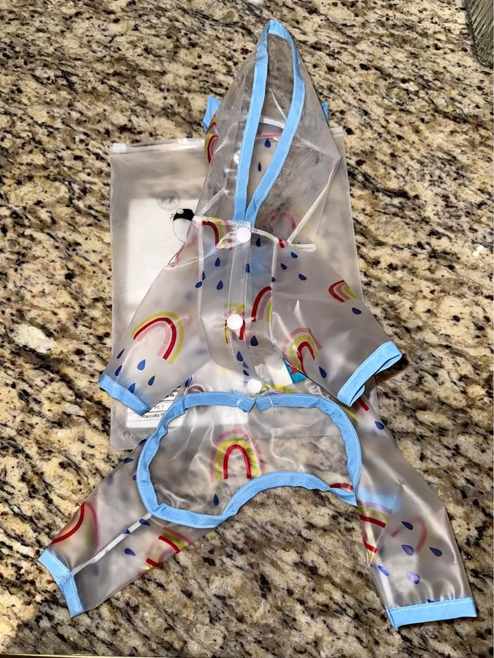 X Small Cute Blue Doggie Raincoat
