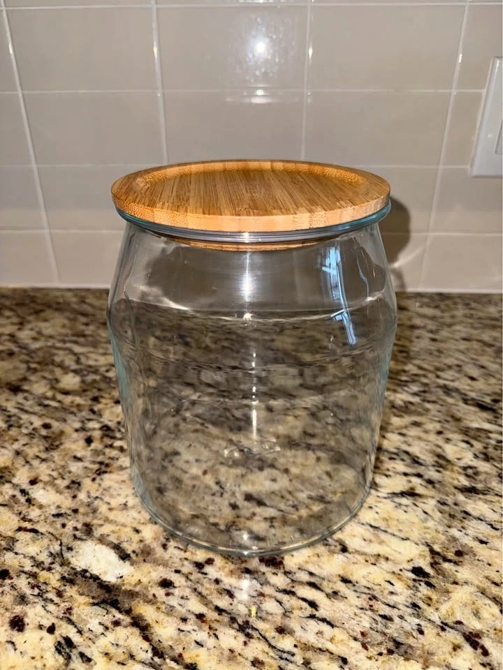 IKEA Glass Jar with Bamboo Lid for Food Storage Container Pantry