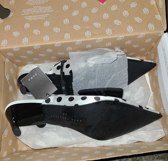 Zara Trafaluc Womens White Black Polka Dot Pointed Toe Heels 39 - photo 2