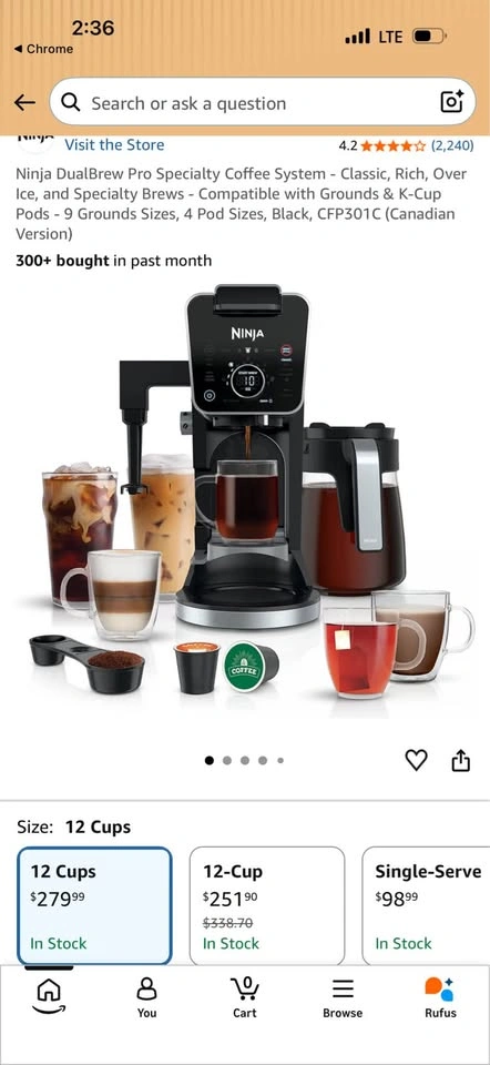 Ninja DualBrew Pro Coffee Machine + Bonus Kit (Like New) - photo 2